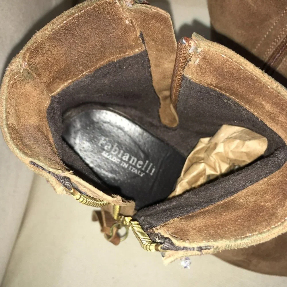Fabianelli Italian Suede Leather Wedge Ankle Boot